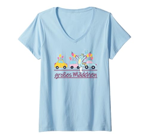 Damen Kindergeburtstag Einhorn Kinder grosses Mädchen Geburtstag T-Shirt mit V-Ausschnitt Damen Kindergeburtstag Einhorn Kinder grosses Mädchen Geburtstag T-Shirt mit V-Ausschnitt von Kindergeburtstage Spiele Einladung Geschenke Ideen