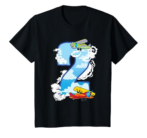 Kinder Flugzeug Pilot 2. Geburtstag für Jungen T-Shirt von Kindergeburtstagsgeschenk