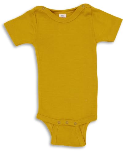 Engel Baby-Body Kurzarm mit Druckknöpfen & Mulltuch Blaubaer | Wolle Seide weicher Kurzarmbody | Merino Schurwolle kbT mulesing-free | hautfreundlich, nachhaltig & made in Germany von Kinderhaus Blaubär