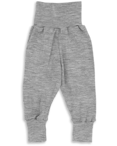 Engel Baby-Hose Lang mit Nabelbund & Mulltuch Blaubaer | Wolle Seide Pumphose flauschig und hautfreundlich | Merino Schurwolle kbT mulesing-free | natürlich und temperaturregulierend Winter & Sommer von Kinderhaus Blaubär