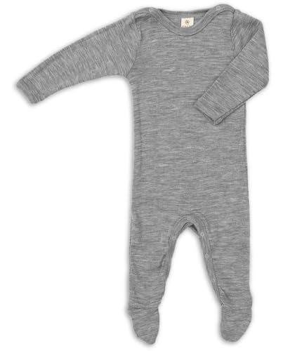 Engel Schlafoverall & Mulltuch Blaubaer | Wolle Seide Schlafanzug mit Fuß | Nacht Overall einteilig für Kleinkinder Feinripp | Merino Schurwolle kbT mulesing-free | hautfreundlich & nachhaltig von Kinderhaus Blaubär