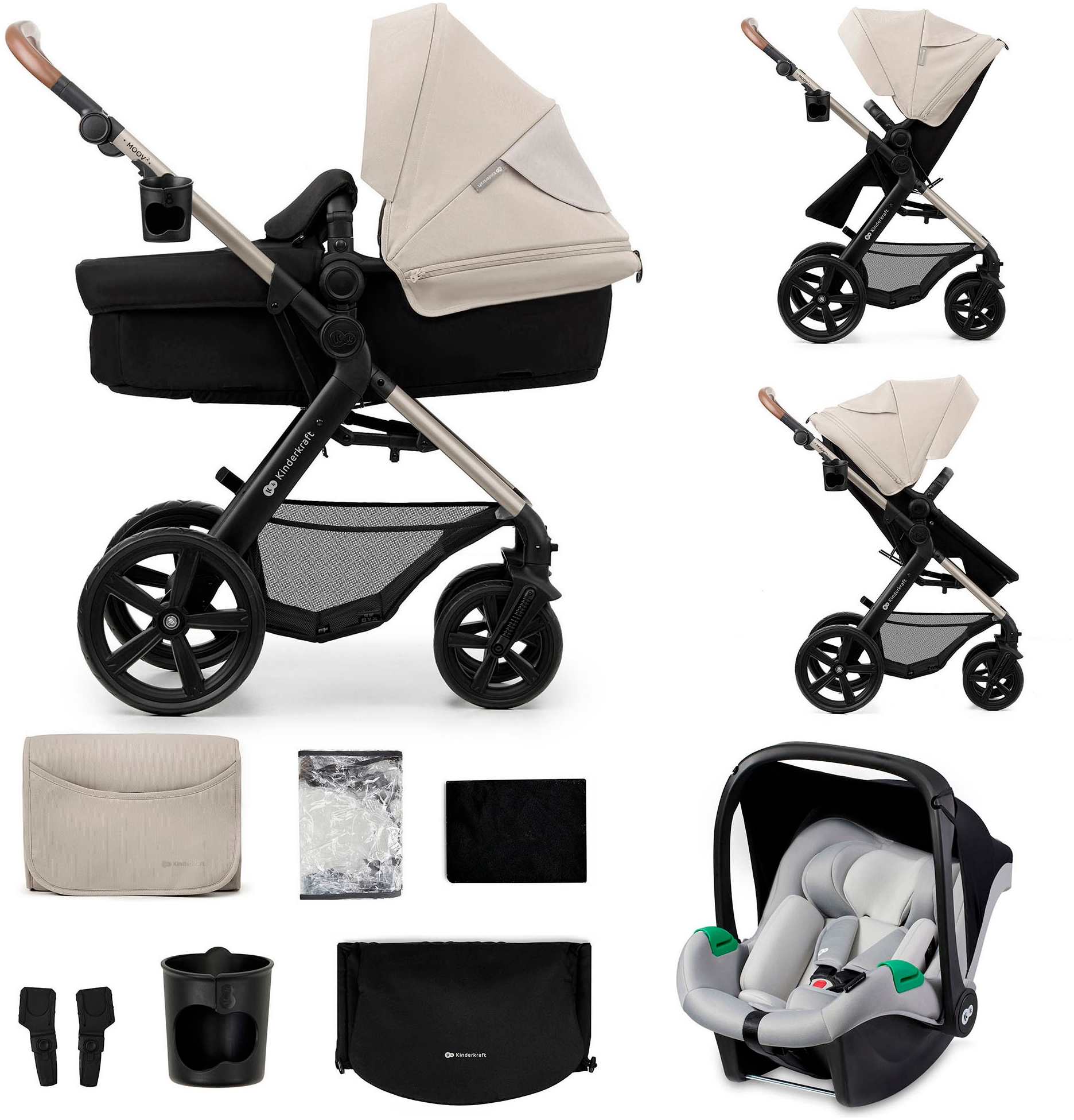 Kinderkraft Kombi-Kinderwagen "MOOV 2 3IN1" 27 kg mit EVA-Rädern von Kinderkraft
