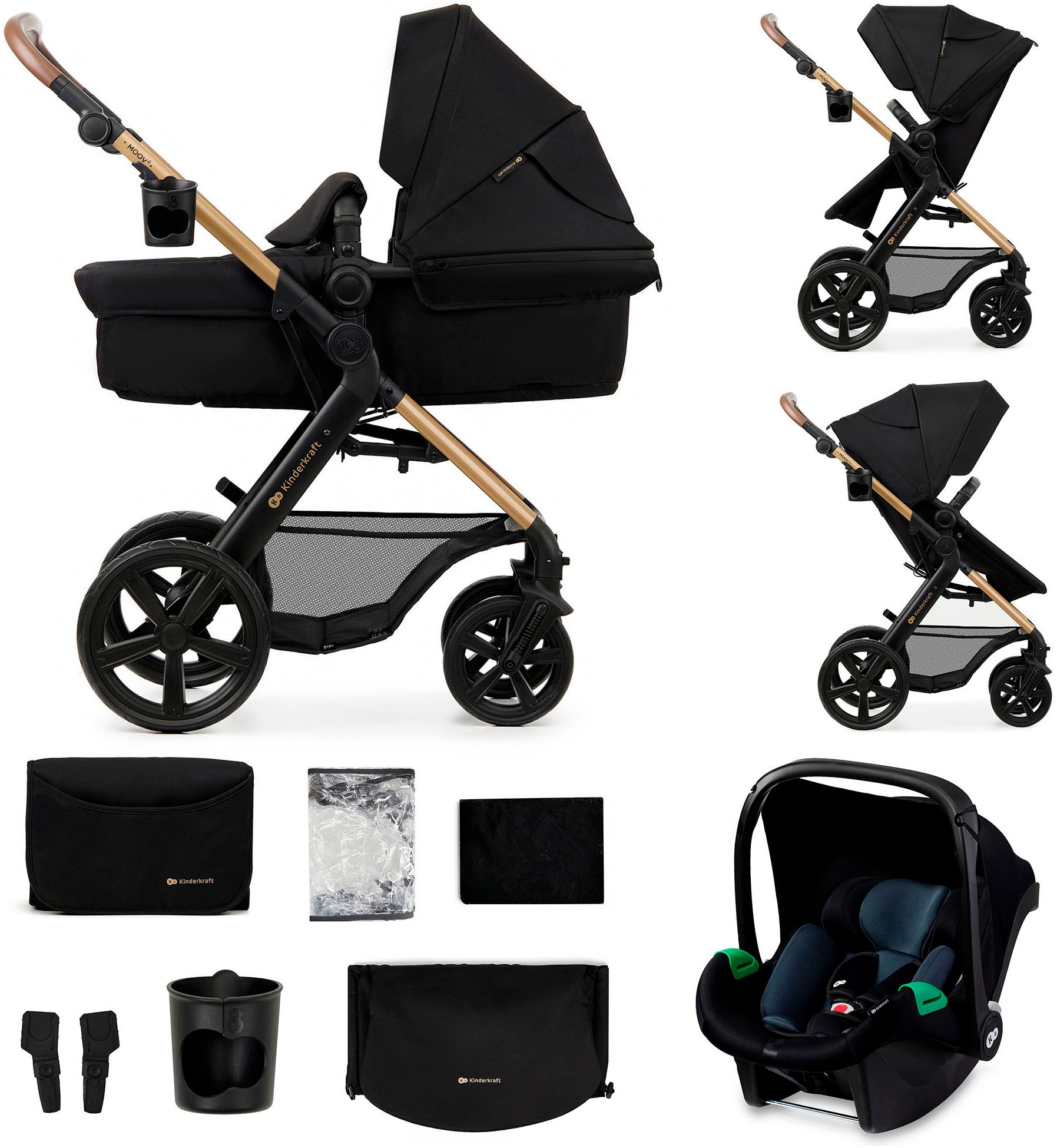 Kinderkraft Kombi-Kinderwagen "MOOV 2 3IN1" 27 kg mit EVA-Rädern von Kinderkraft