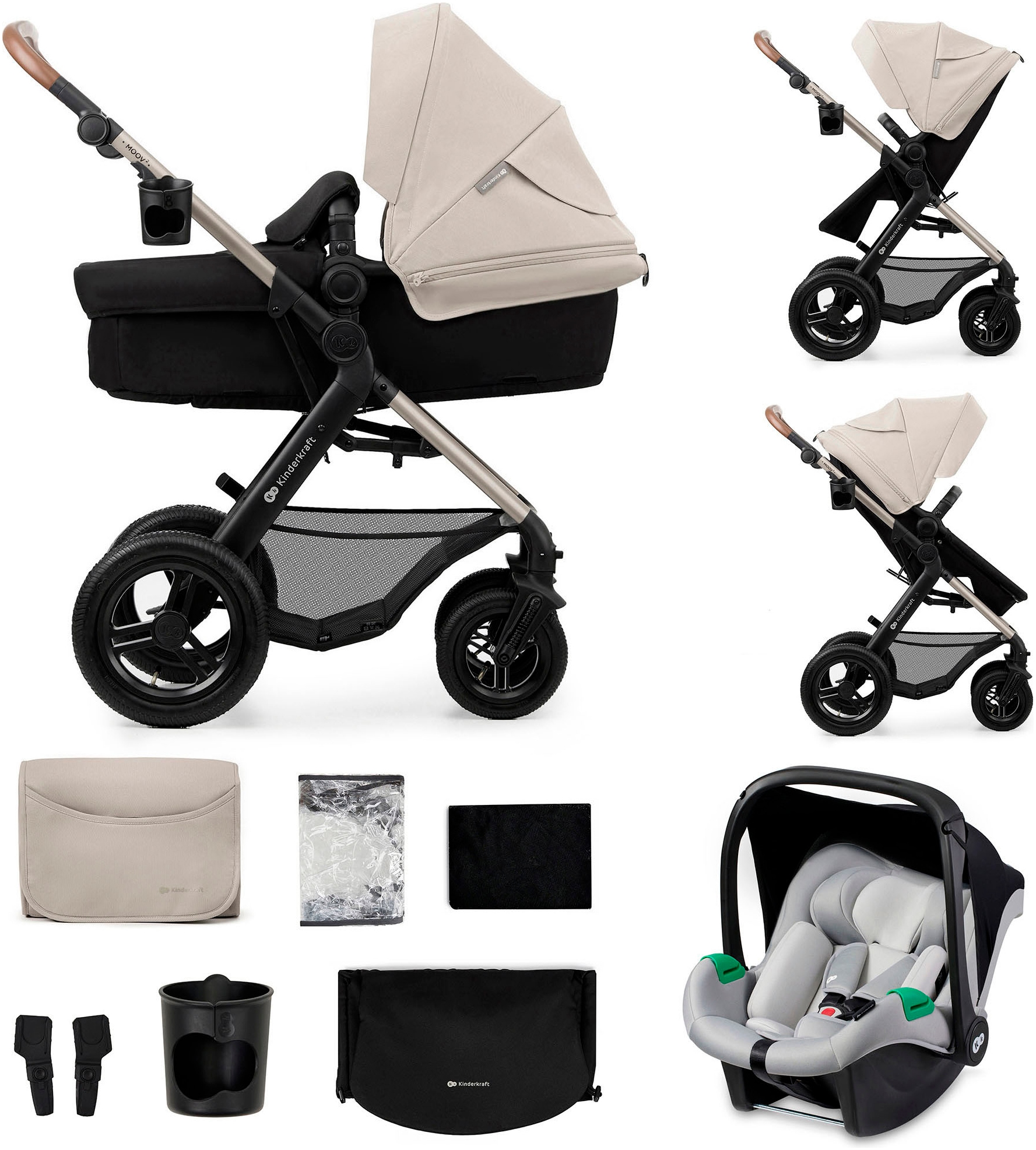 Kinderkraft Kombi-Kinderwagen "MOOV 2 Air 3IN1" 27 kg mit Luftreifen von Kinderkraft
