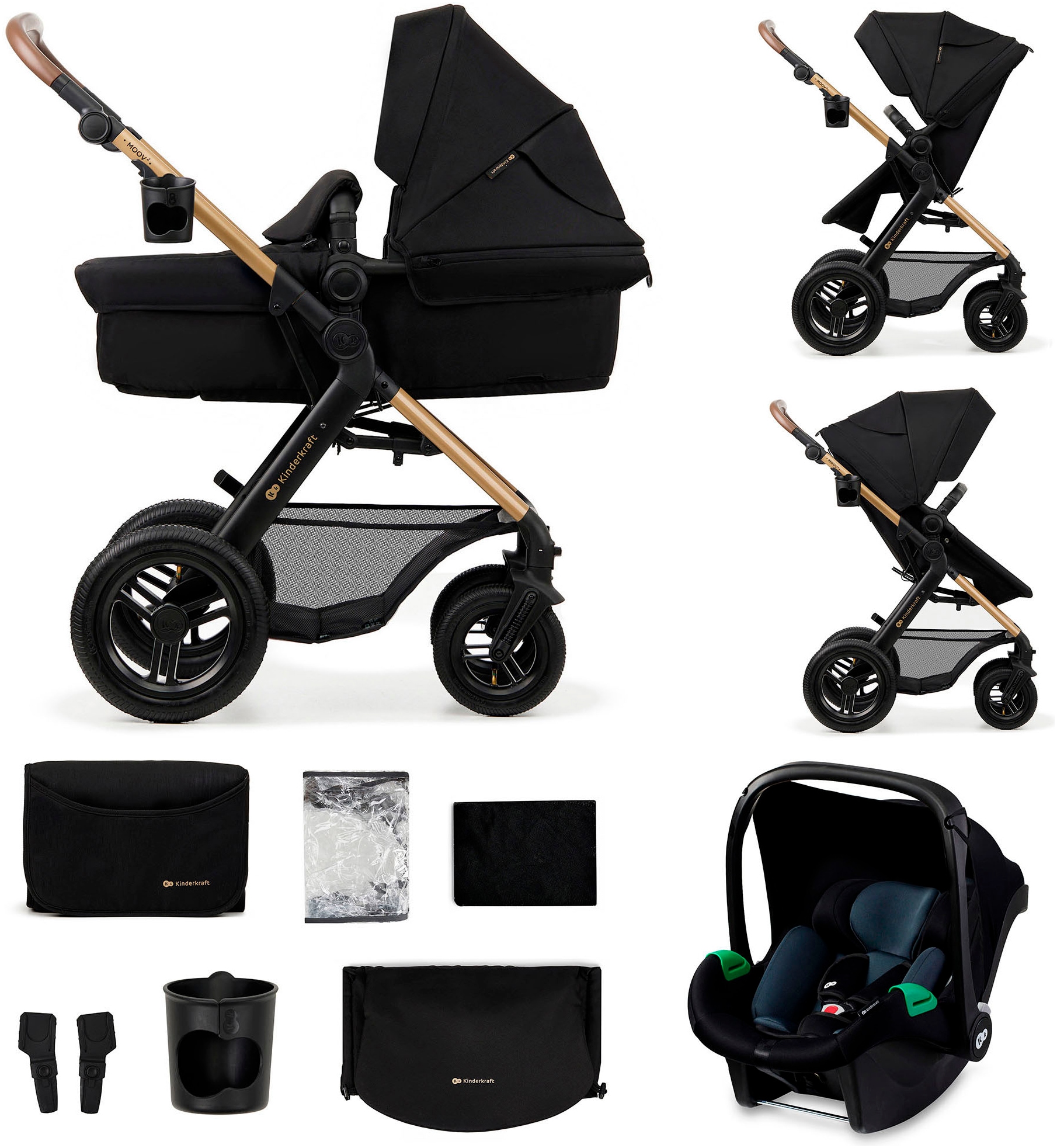 Kinderkraft Kombi-Kinderwagen "MOOV 2 Air 3IN1" 27 kg mit Luftreifen von Kinderkraft