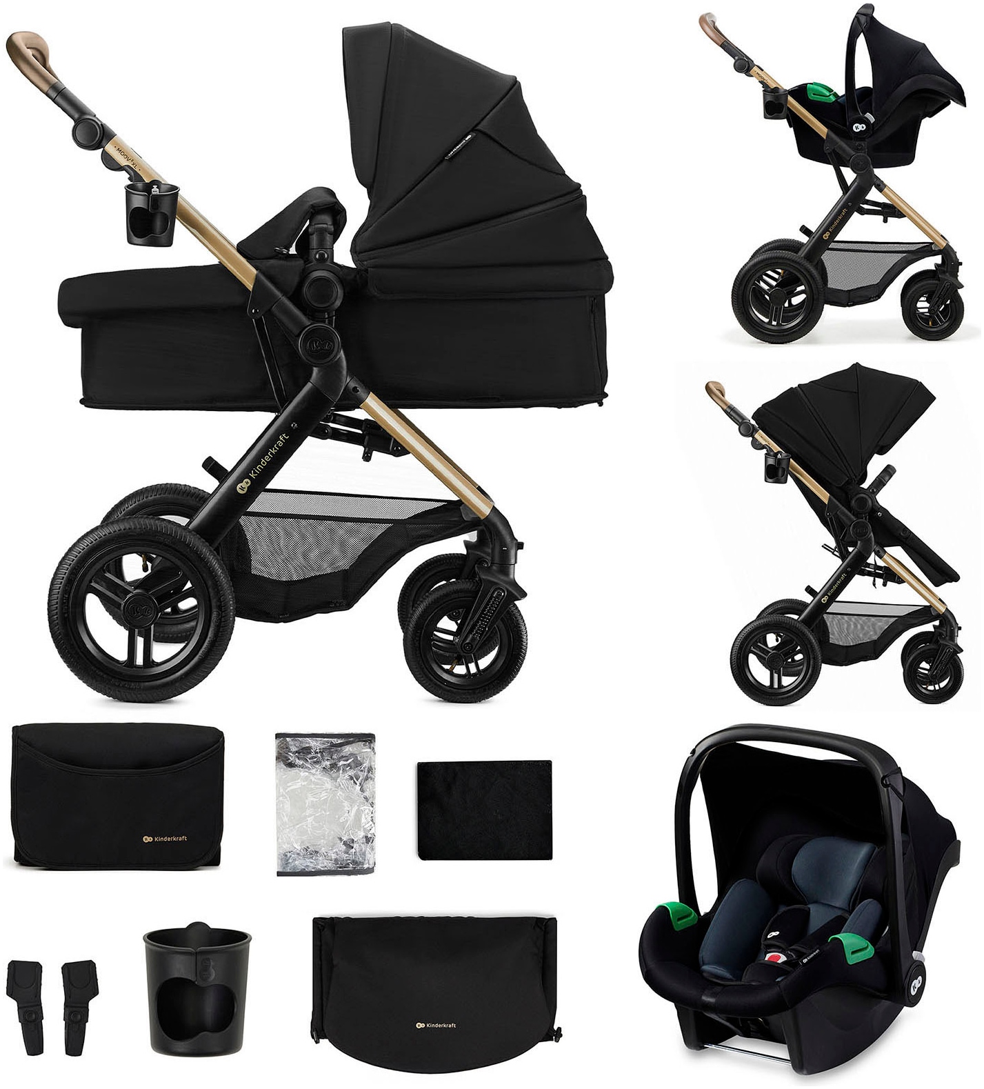 Kinderkraft Kombi-Kinderwagen "MOOV 2 XL" 27 kg mit Luftreifen von Kinderkraft