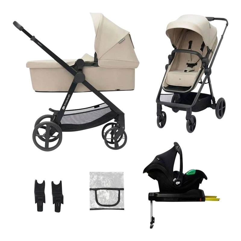 Kinderkraft Kombikinderwagen NEWLY 4in1 Trio-Set inkl. Babyschale MINK PRO und Isofix-Basis beige von Kinderkraft