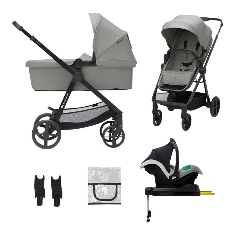 Kinderkraft Kombikinderwagen NEWLY 4in1 Trio-Set inkl. Babyschale MINK PRO und Isofix-Basis grau von Kinderkraft