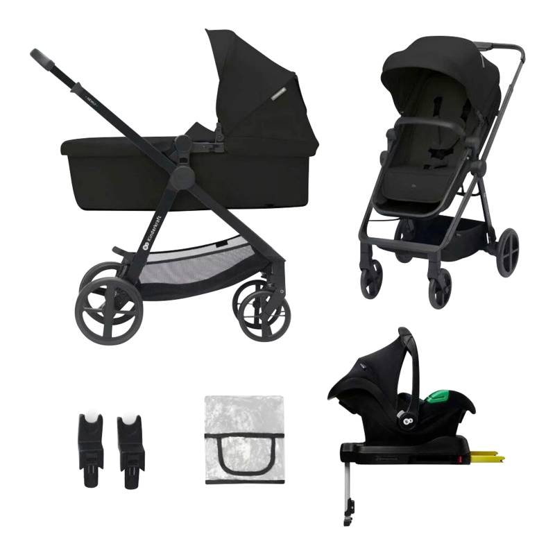 Kinderkraft Kombikinderwagen NEWLY 4in1 Trio-Set inkl. Babyschale MINK PRO und Isofix-Basis schwarz von Kinderkraft