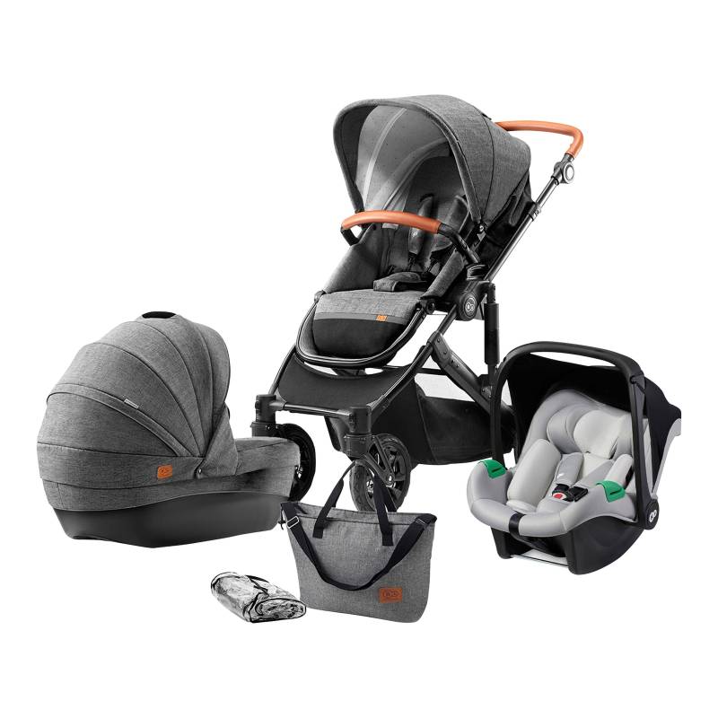 Kinderkraft Kombikinderwagen PRIME 3in1 Trio-Set inkl. MINK PRO grau von Kinderkraft