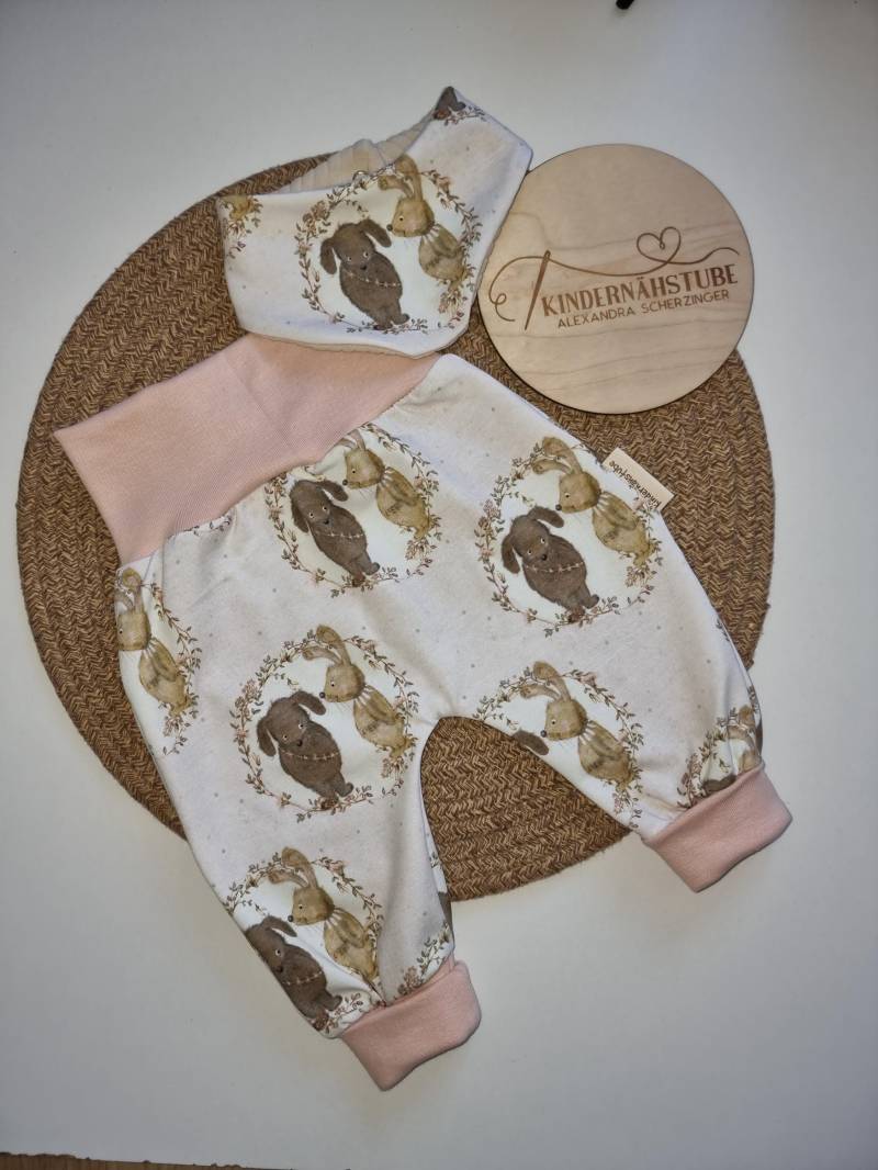Pumphose Mitwachsend/Halstuch Hase Neutral Mädchen Junge Ostern Frühchen von Kindernaehstube