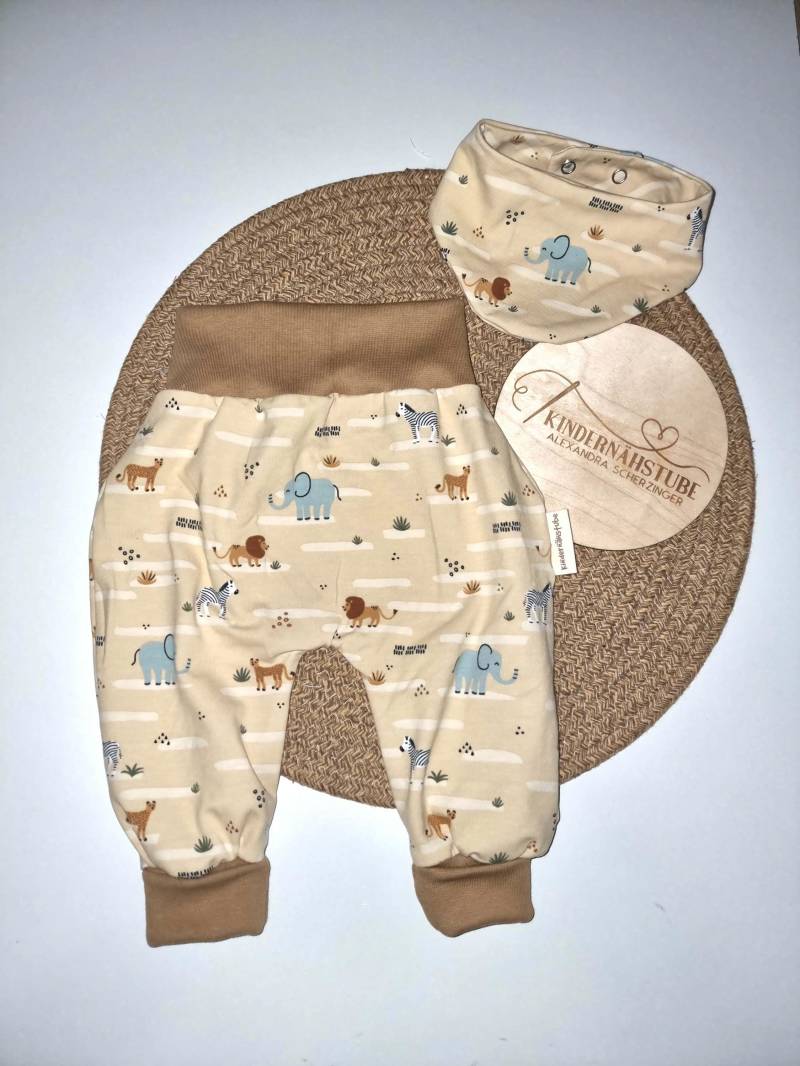 Pumphose Mitwachsend/Halstuch Tiere Neutral Mädchen Junge Stoffeigenproduktion/ Geburtsgeschenk/ Geschenk Für Babys von Kindernaehstube