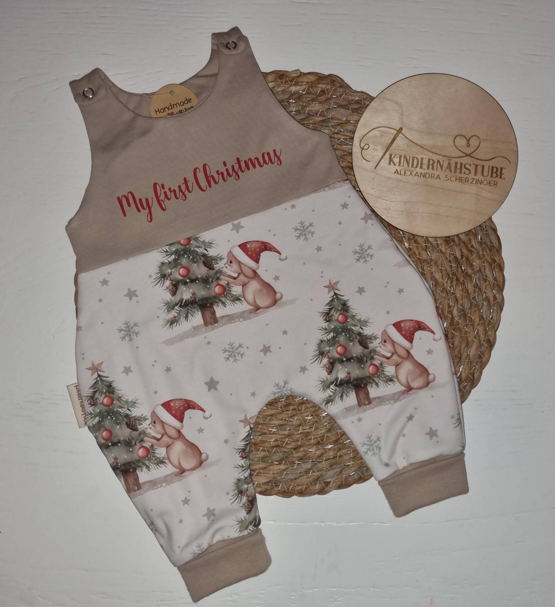 strampler Handmade Weihnachten/Weihnachtsoutfit Weihnachtsstoff Christmas /First von Kindernaehstube