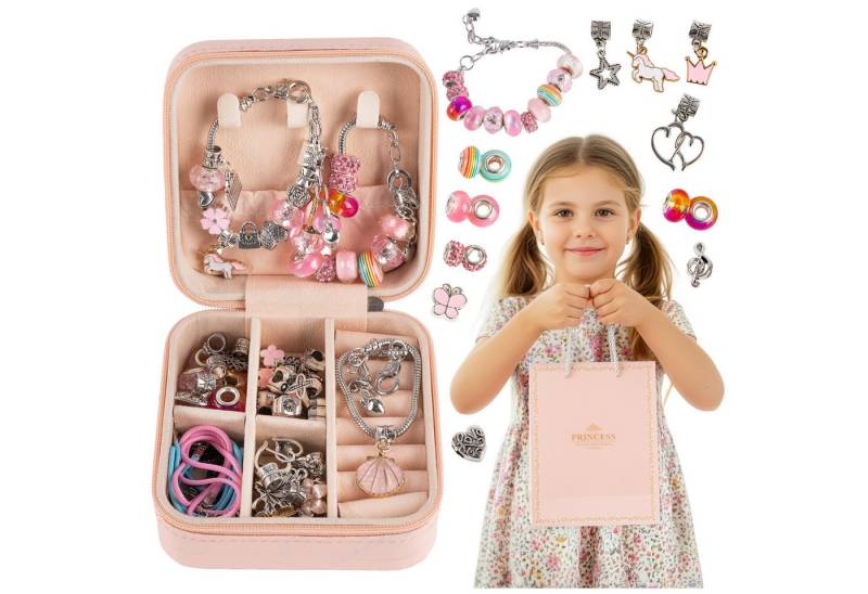 Kinderplay Dolls & Strollers Bettelarmband Set Kreatives Schmuck-Set in Schmuckkästchen + Geschenktüte – KP2617 (68-tlg) von Kinderplay Dolls & Strollers