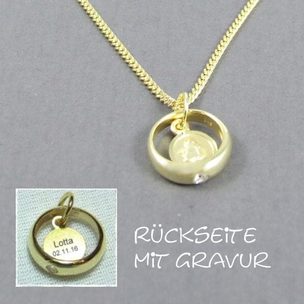 Echt 333-Gold Taufring Mit Schutzengel Inkl. Gravur Name Und Datum Kette 5/000 Goldplattiert -Schönes Patengeschenk Taufgeschenk 3019G von KinderschmuckOnline