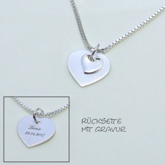 Süße Glücksbringer-Kette Mit Herzanhänger Aus 925 Silber 2 Gravuren Inklusive Als Geschenk Zur Geburt Taufe Kommunion Konfirmation 2140 Süße Glücksbringer-Kette Mit Herzanhänger Aus 925 Silber 2 Gravuren Inklusive Als Geschenk Zur Geburt Taufe Kommunion Konfirmation 2140 von KinderschmuckOnline