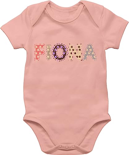 Kinderzeuch BZ10 Baby Strampler Body Bodysuit kurzarm - Mädchen - Name - FIONA Punkte Bunt - 1/3 Monate - Babyrosa von Kinderzeuch