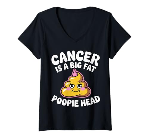 Damen Cancer is A Big Fat Poopie Head Chemotherapy Recovery - T-Shirt mit V-Ausschnitt Damen Cancer is A Big Fat Poopie Head Chemotherapy Recovery - T-Shirt mit V-Ausschnitt von Kindliche Wut gegen Krebs