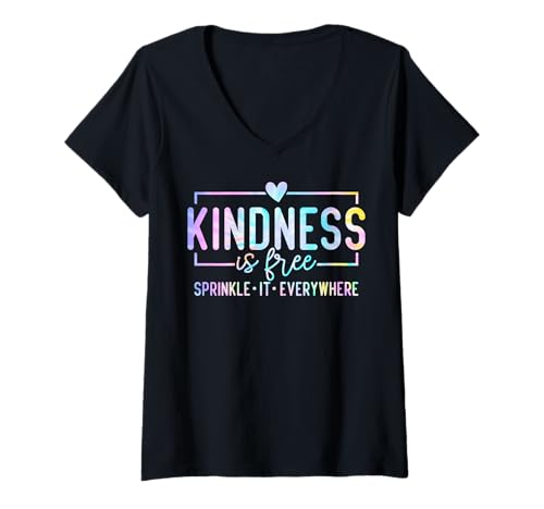 Damen Kindness Is Free Streinkle It Everywhere Be Kind T-Shirt mit V-Ausschnitt Damen Kindness Is Free Streinkle It Everywhere Be Kind T-Shirt mit V-Ausschnitt von Kindness Is Free Sprinkle It Everywhe