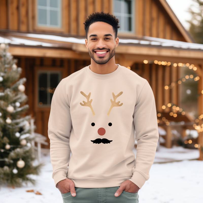Lustiger Männer Weihnachts Pulli | Partnerlook Rentier Mama Papa Baby Niedlich No Ugly Christmas Sweater von Kindofglueck