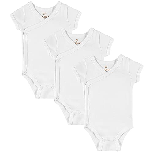 Kindsgard Baby kurzärmeliger Wickelbody trunder - 3er Pack, Größe 56, weiche und hochwertige 100% Bio-Baumwolle - Weiß von Kindsgard