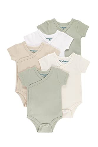 Kindsgard Baby kurzärmeliger Wickelbody trunder - 5er Pack, Größe 74, weiche und hochwertige 100% Bio-Baumwolle - Mix Beige von Kindsgard