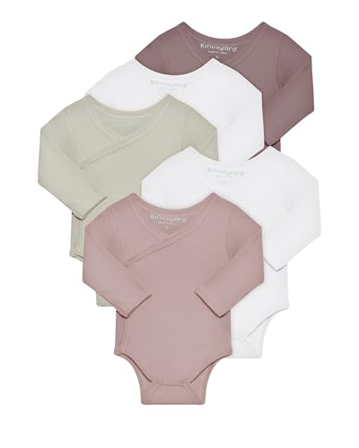 Kindsgard Wickelbody langarm „trunder“ – Rosa 74 – 5er-Pack aus Ripp-Baumwolle – OEKO-TEX zertifiziert – weich, dehnbar & bequem – unisex Baby Body mit Druckknöpfen von Kindsgard