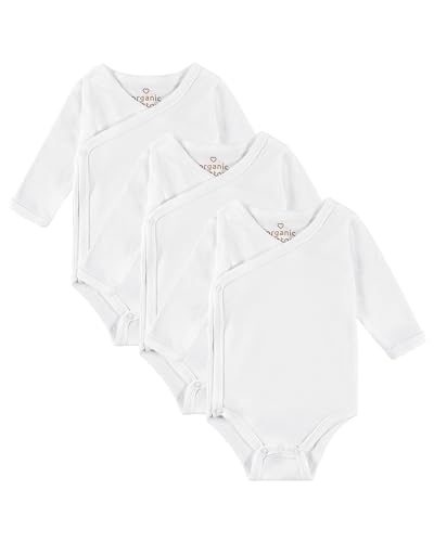 Kindsgard Wickelbody langarm – Weiß 50 – 3er-Pack für Babys – aus 100% Bio-Baumwolle – OEKO-TEX zertifiziert – weich, hautfreundlich & pflegeleicht – unisex Baby Body mit Druckknöpfen von Kindsgard