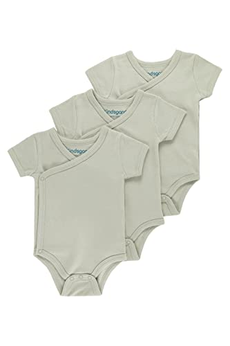 Kindsgard Baby kurzärmeliger Wickelbody trunder - 3er Pack, Größe 56, weiche und hochwertige 100% Bio-Baumwolle - Taupe von Kindsgard