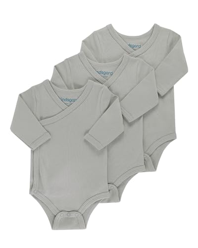 Kindsgard Wickelbody 3er-Pack Langarm Grau - Größe 68 - Baby Body Langarm - Einfaches An- & Ausziehen - Zertifiziert nach OEKO-TEX Standard von Kindsgard