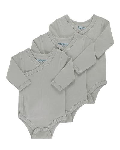 Kindsgard Wickelbody 3er-Pack Langarm Grau - Größe 74 - Baby Body Langarm - Einfaches An- & Ausziehen - Zertifiziert nach OEKO-TEX Standard von Kindsgard