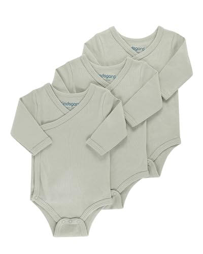 Kindsgard Wickelbody 3er-Pack Langarm Taupe - Größe 50 - Baby Body Langarm - Einfaches An- & Ausziehen - Zertifiziert nach OEKO-TEX Standard von Kindsgard