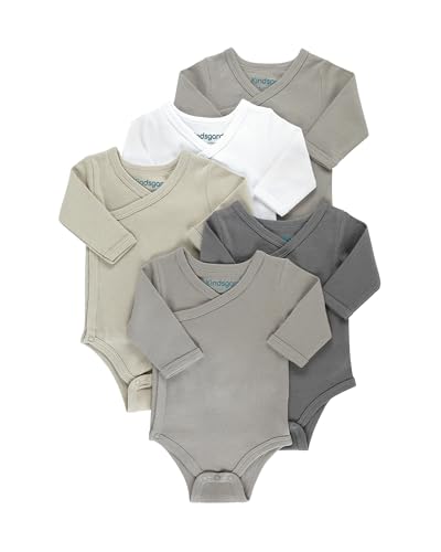 Kindsgard Wickelbody 5er-Pack Langarm Grau - Größe 50 - Baby Body Langarm - Einfaches An- & Ausziehen - Zertifiziert nach OEKO-TEX Standard von Kindsgard