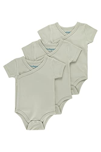 Kindsgard Baby kurzärmeliger Wickelbody trunder - 3er Pack, Größe 50, weiche und hochwertige 100% Bio-Baumwolle - Taupe von Kindsgard