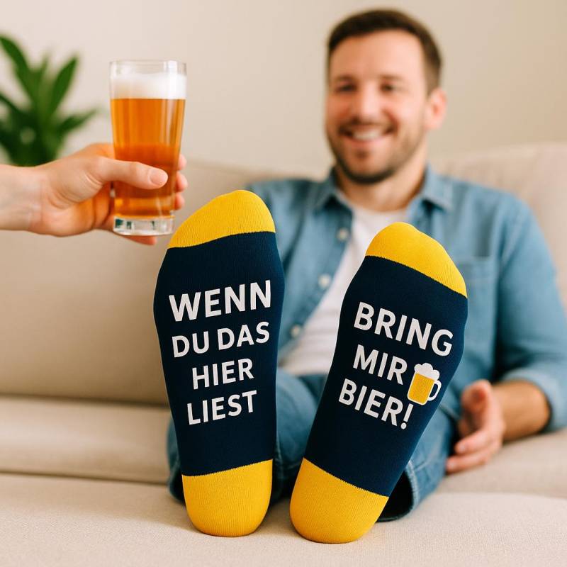 Lustige Socken „Wenn Du Das Hier Liest - Bring Mir Bier" Vatertagsgeschenk Für Papa Geschenk Männer Witzige Herrensocken von Kindsglueck