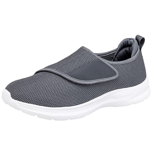 Kinengxi Herren Diabetiker Hausschuhe Damen Extra Weite Atmungsaktiv Einstellbar Walkingschuhe Freizeitschuhe Bequeme rutschfest Gesundheitsschuhe für Senioren Fußschwellung,Grau,38 EU von Kinengxi