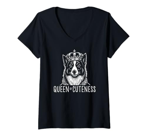 Damen Queen of Cuteness - Entzückender Border Collie für Weihnachten T-Shirt mit V-Ausschnitt Damen Queen of Cuteness - Entzückender Border Collie für Weihnachten T-Shirt mit V-Ausschnitt von King Dogs - Queen Dogs