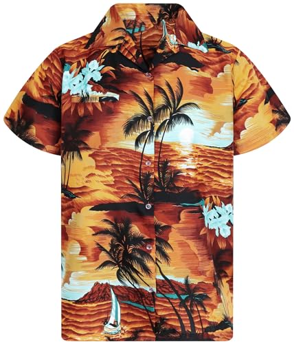 King Kaliko Trend-Hawaii-Hemd, Herren, Kurzarm, Style-Surf, Braun-Türkis, 6XL von King Kaliko