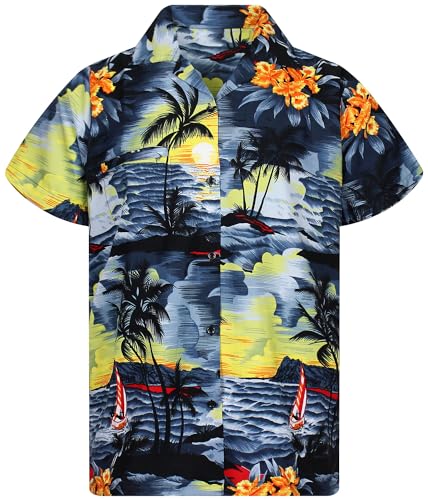 King Kaliko Trend-Hawaii-Hemd, Herren, Kurzarm, Style-Surf, Grau, XL von King Kaliko
