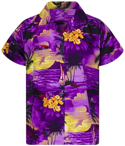 King Kaliko Trend-Hawaii-Hemd, Herren, Kurzarm, Style-Surf, Violett, 4XL von King Kaliko