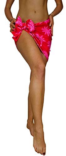 Funky Hawaii Cover-up Pareo Sarong, Palmshadow, Rot Pink, KLEIN von King Kameha