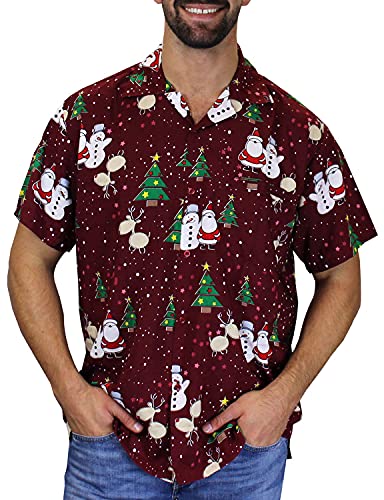 King Kameha Funky Hawaiihemd Weihnachten, Christmas Buddys, rot, L von King Kameha