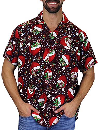 King Kameha Funky Hawaiihemd Weihnachten, Christmas FlyingHats, rot, XXL von King Kameha