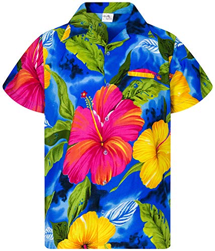 Funky Hawaiihemd, Kurzarm, Big Flower New, Türkis, 3XL von King Kameha