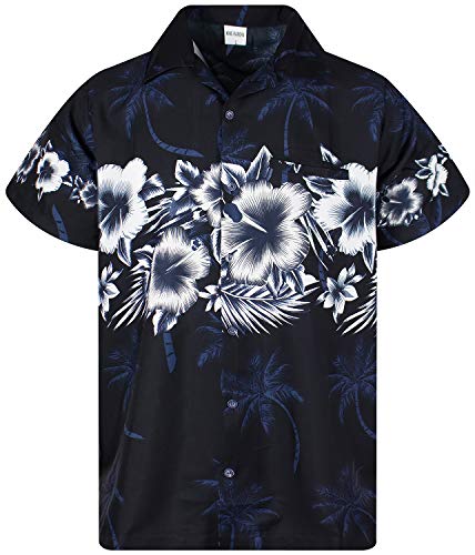 King Kameha Funky Hawaiihemd, Kurzarm, Flower Chestprint, Schwarz, M von King Kameha