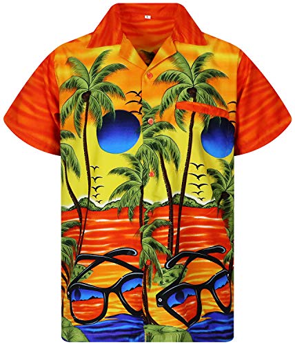 Funky Hawaiihemd, Kurzarm, Sunglasses, Orange, M von King Kameha