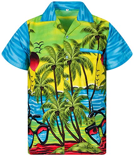 Funky Hawaiihemd, Kurzarm, Sunglasses, Türkis, 3XL von King Kameha