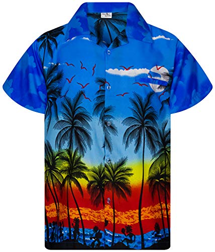 Funky Hawaiihemd Kids Kinder Jungs, Kurzarm, Print Beach, Blau, 4 von King Kameha