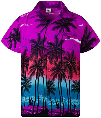 Funky Hawaiihemd Kids Kinder Jungs, Kurzarm, Print Beach, Violett, 6 von King Kameha