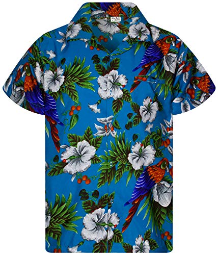 Funky Hawaiihemd Kids Kinder Jungs, Kurzarm, Print Cherryparrot, Turquoise, 6 von King Kameha